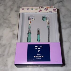 Roller Rabbit x Target Disco Heart White/Mint Wired Earbuds